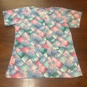 Women's Landau Short Sleeve Snap Front 2 Pocket Scrub Jacket Size S